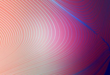 Bükülmüş çizgileri olan açık pembe vektör arkaplanı. Soyut ve gradyan renkte renkli çizimler. Tasarımınız için basit şablon.