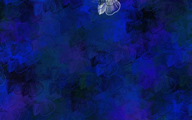 Koyu pembe, çiçekli mavi vektör soyut arkaplan. Beyaz arka planda çiçeklerin dekoratif tasarımı. Çocuk kitapları için renkli desen.