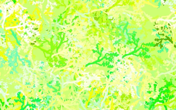 浅绿色 黄色矢量点缀背景叶 叶和枝在白色背景上有梯度 设计负责人的模式 — 图库矢量图片