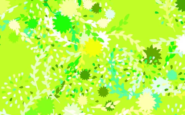 Hellgrüner Gelber Vektor Doodle Hintergrund Mit Blumen Dekoratives Blumendesign Auf — Stockvektor
