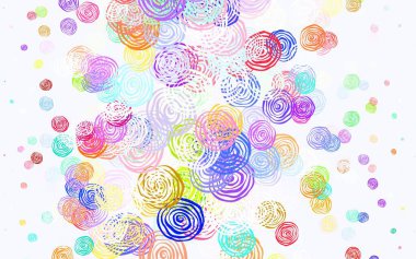 Açık yeşil, kırmızı vektör arkaplanda güller var. Beyaz arka planda eskiz karalama çiçekleri. Çocuk kitapları için renkli desen.