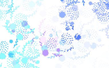 Açık mavi, kırmızı vektör soyut arkaplan çiçekli rengarenk çizimler ve çiçekler. Tasarımınız için yeni şablon.