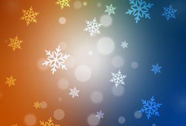 Koyu mavi, yeni yıl tarzında sarı vektör düzeni. Gradyan Noel elementleri içeren bir Akıllı Çizim. Harfler ve tipografi için şablon.