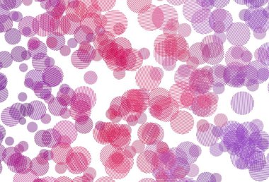 Açık Mor, köpüklü pembe vektör arkaplan. Parlak renkli soyut çemberlerin olduğu bir resim. Marka kitabınız için yeni şablon.