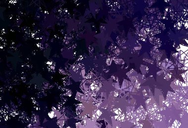 Güzel yıldızlı koyu mor vektör dokusu. Yıldızlı modern geometrik soyut çizim. Kozmik arkaplanlar için şablon.