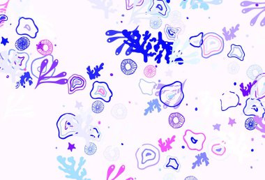 Açık mavi, soyut şekilli kırmızı vektör arkaplan. Rastgele şekillerle soyut tarzda dekoratif tasarım. Duvar kağıtları için zarif tasarım.