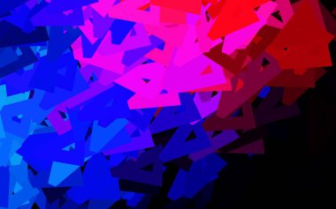 Koyu mavi, kırmızı vektör arka plan ve çokgen tarzı. Soyut üçgenli dekoratif tasarım. Broşürler, broşürler için desen