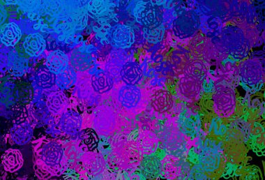 Karmaşık şekilli koyu renkli vektör şablonu. Modern tarzda değişen renkli kaotik formlar. Web siteniz için basit tasarım.