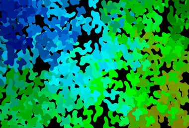 Koyu mavi, kaotik şekilli yeşil vektör şablonu. Modern tarzda değişen renkli kaotik formlar. Web siteniz için basit tasarım.