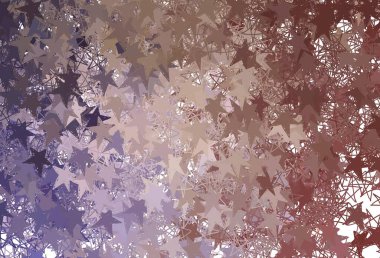 Açık Mor, parlak yıldızlı pembe vektör düzeni. Soyut şablondaki yıldızlarla dekoratif parlak illüstrasyon. Reklamınız, posteriniz, afişiniz için en iyi tasarım.