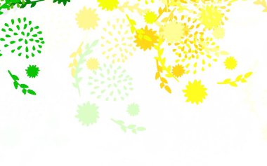 Açık yeşil, kırmızı vektör karalama arkaplanı çiçekli, güllü. Beyaz arka planda eskiz karalama çiçekleri. Duvar kağıdı tasarımınız için yeni bir doku.