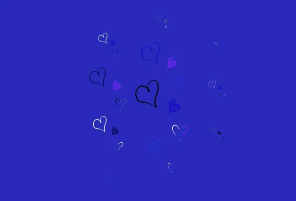 Hellrosa Blauer Vektorhintergrund Mit Leuchtenden Herzen Schöne Abstrakte Herzen Auf — Stockvektor