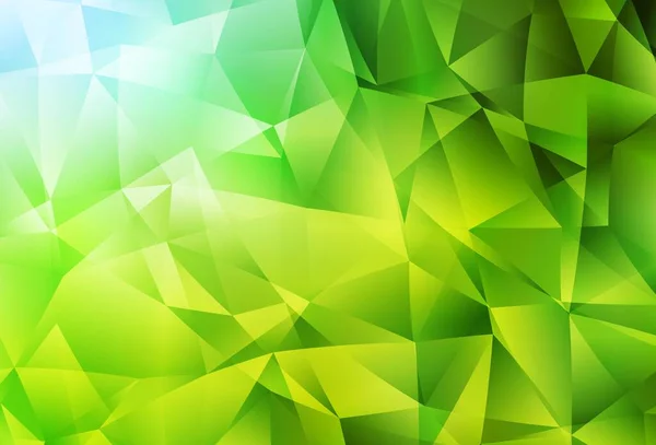 Světle Zelená Žlutý Vektor Zářící Trojúhelníkovým Pozadím Vzorek Mnohoúhelníkovými Tvary — Stockový vektor