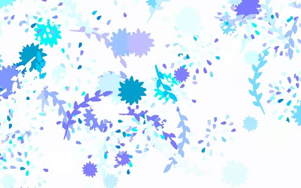 Ανοιχτό Μπλε Πράσινο Διάνυσμα Doodle Φόντο Λουλούδια Λουλούδια Κλίση Λευκό — Διανυσματικό Αρχείο