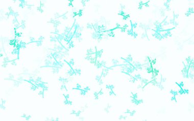 Açık yeşil vektör dallarla yapılan doğal sanat çalışması. Yaprakları karalama tarzında renkli ve soyut çizimler. İşiniz için en iyi tasarım..