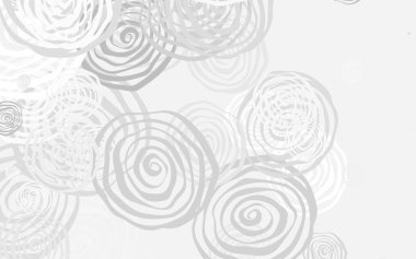 Açık gri vektör çizim şablonu ile güller. Çiçeklerle süslenmiş soyut çizimler. Web siteniz için Doodle tasarımı.