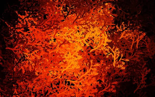 暗色橘色矢量的天然背景与树 用抽象的方式与树一起创作插图 童书多彩的图案 — 图库矢量图片