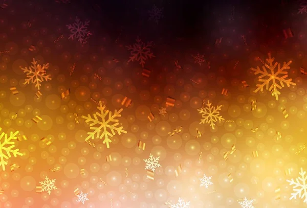 Donker Oranje Vector Achtergrond Vakantiestijl Illustratie Met Gradiënt Kerstballen Sneeuwvlokken — Stockvector