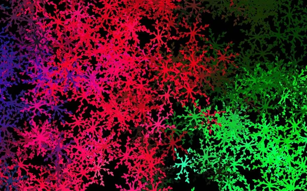 Темно Рожевий Зелений Векторний Шаблон Каракулі Квітами Листям Ілюстрація Каракулями — стоковий вектор