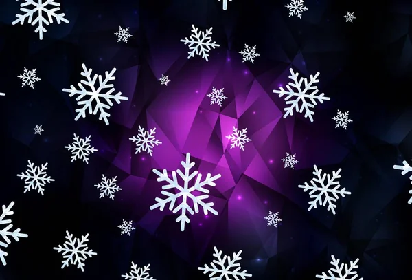 Dark Pink Vector Pattern Christmas Snowflakes Stars Gradient Colorful Illustration — Stock Vector