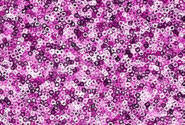 Noktalı açık pembe vektör arkaplanı. Parlak renkli soyut çemberlerin olduğu bir resim. Güzel web siteleri için desen.