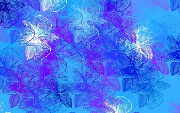 Ljusrosa Blå Vektor Naturliga Bakgrund Med Blommor Färgglad Illustration Klotter — Stock vektor