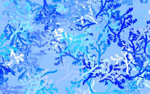 Světlé Blue Vektor Přírodní Umělecké Dílo Listy Větve Abstraktní Ilustrace — Stockový vektor