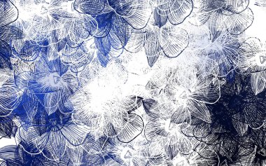 Açık mavi vektör, çiçekli zarif duvar kâğıdı. Çiçekli zarif, parlak bir illüstrasyon. Web siteniz için Doodle tasarımı.