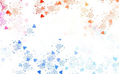 Açık mavi, Memphis şekilli kırmızı vektör arkaplan. Rastgele şekillerle soyut tarzda dekoratif tasarım. Duvar kağıtları için zarif tasarım.