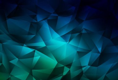 Koyu mavi, yeşil vektör çokgen arkaplan. Çokgen biçiminde, gradyan ile renkli çizimler. Arkaplanlarınız için desenli desen.