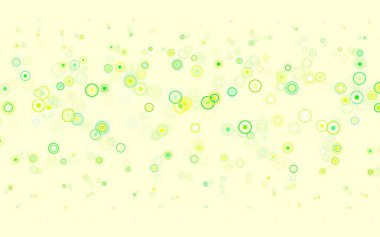 Açık yeşil, benekli sarı vektör arka plan. Doğa tarzında bulanık halkaları olan güzel renkli çizimler. Poster ve web siteleri için tasarım.