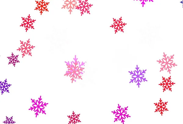 Azul Claro Textura Vectorial Roja Con Copos Nieve Colores Estrellas — Vector de stock