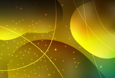 Koyu yeşil, sarı vektör illüstrasyonu. Parlak soyut çemberler ve çizgiler. Doğa tarzında renkli baloncuklu soyut illüstrasyon. Bir kartvizit için modern tasarım.