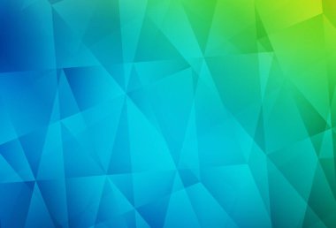 Açık mavi, yeşil vektör çokgen arkaplan. Üçgenlerden oluşan parlayan çokgen çizimler. Pankartın için tamamen yeni bir şablon.