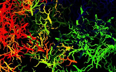 Koyu renkli vektör soyut desenli, yapraklı, dallı. Soyut şablona karalamalar çizilmiş bir resim. Web siteleri ve pankartlar için desenli desen.