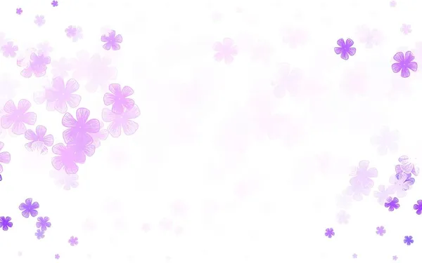 Light Purple Vector Natural Backdrop Flowers Colorful Illustration Doodle Style — Stock Vector