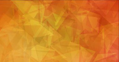 Üçgenli kırmızı ve sarı çokgen animasyon. Hareket tarzında soyut gradyan çok renkli arkaplan. 4K döngü videosu