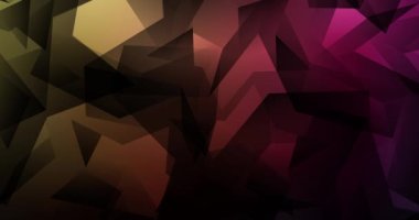 Koyu pembe ve sarı üçgenli çokgen animasyon. Hareket tarzında soyut gradyan çok renkli arkaplan. 4K döngü videosu