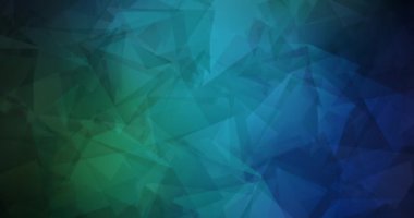 Koyu yeşil çokgen çizgi ve üçgenli animasyon. Hareket tarzında soyut gradyan çok renkli arkaplan. 4K döngü videosu