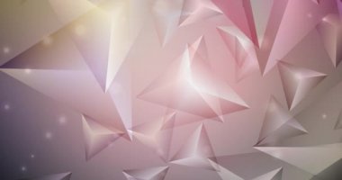Koyu pembe ve sarı çokgen animasyonlar, üçgenler ve parlayan daireler. Hareket tarzında soyut gradyan çok renkli arkaplan. 4K döngü videosu