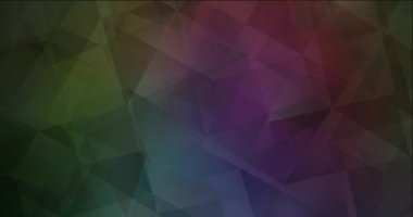 Koyu yeşil çokgen çizgi ve üçgenli animasyon. Hareket tarzında soyut gradyan çok renkli arkaplan. 4K döngü videosu