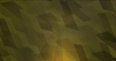 Koyu yeşil, kahverengi ve sarı üçgenli çokgen animasyon. Hareket tarzında soyut gradyan çok renkli arkaplan. 4K döngü videosu