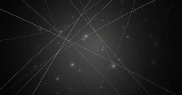 Animación Abstracta Bucle Con Puntos Brillantes Líneas Sobre Fondo Gris — Vídeo de stock