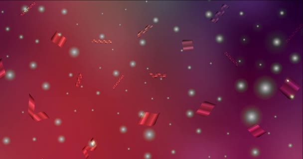 Абстрактная Анимация Яркими Огнями Рождественскими Бумажными Лентами Темно Красном Фоне — стоковое видео