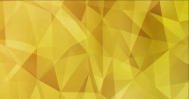 Üçgenli koyu sarı çokgen animasyon. Hareket tarzında soyut gradyan çok renkli arkaplan. 4K döngü videosu