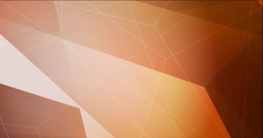 Koyu turuncu ve sarı çokgen çizgileri, üçgenleri ve parlayan daireleri olan animasyonlar. Hareket tarzında soyut gradyan çok renkli arkaplan. 4K döngü videosu