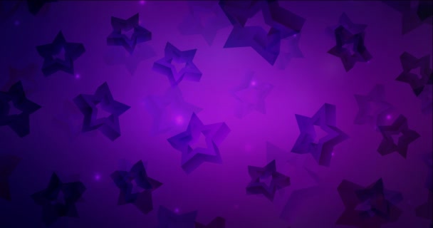 带有明亮灯光的抽象循环动画和背景为深紫色和紫色的圣诞星 — 图库视频影像