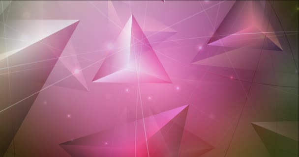 Zöld Rózsaszín Poligonális Animáció Vonalakkal Háromszögekkel Absztrakt Gradiens Többszínű Háttér — Stock videók