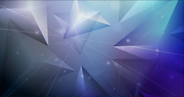 Dark Blue Polygonal Animation Glowing Circles Triangles Lines Abstract Gradient — Stock Video