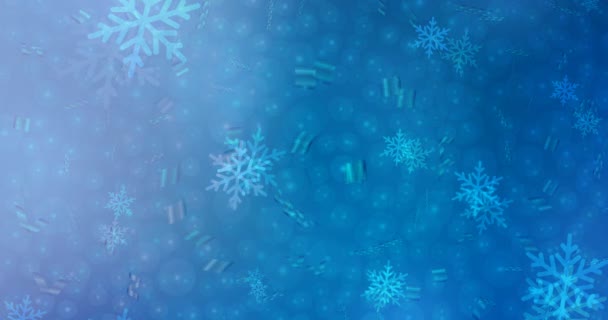 Видео Анимация Снежинками Льда Красочный Декоративный Дизайн Стиле Xmas Снегом — стоковое видео